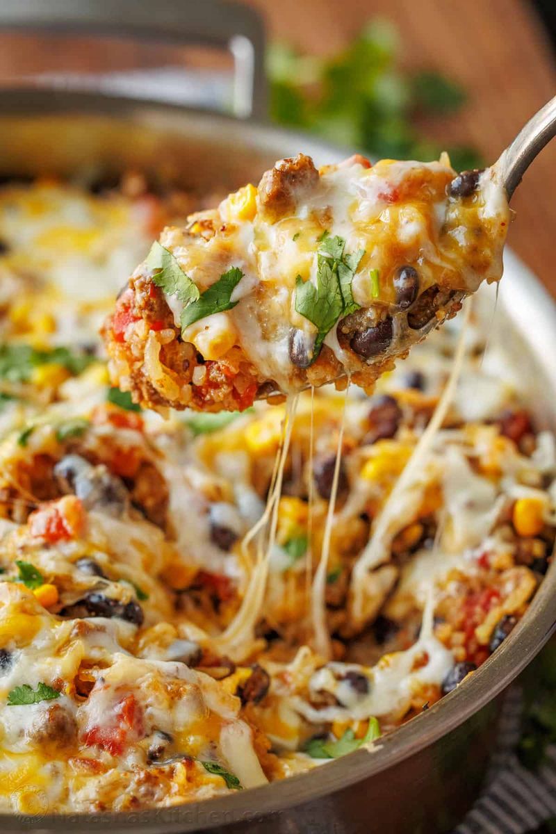 Cheesy Beef and Rice Skillet