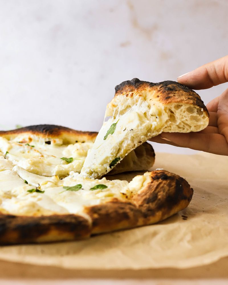 Garlic White Pizza with Ricotta & Spinach
