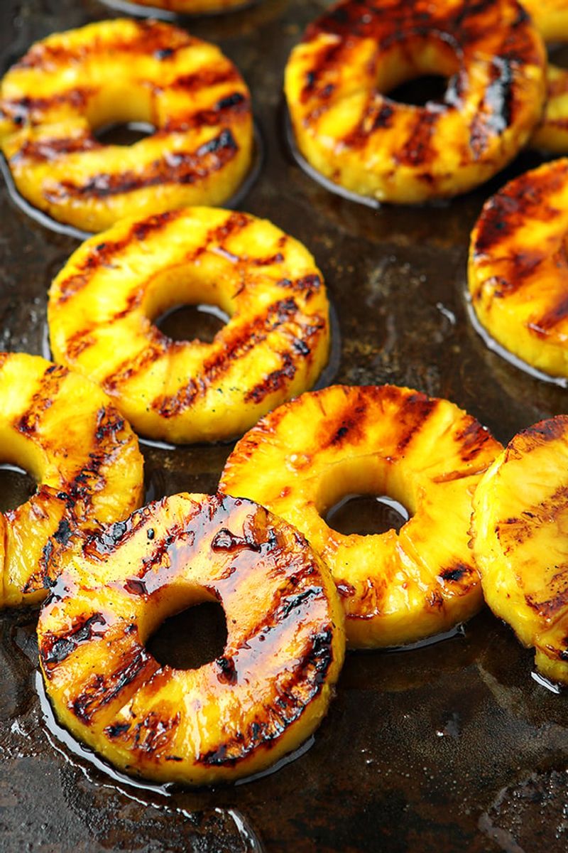 Grilled Pineapple Rings with Brown Sugar