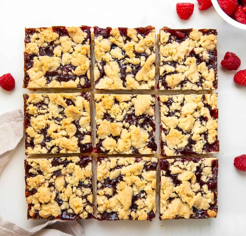 Raspberry Almond Crumble Bars