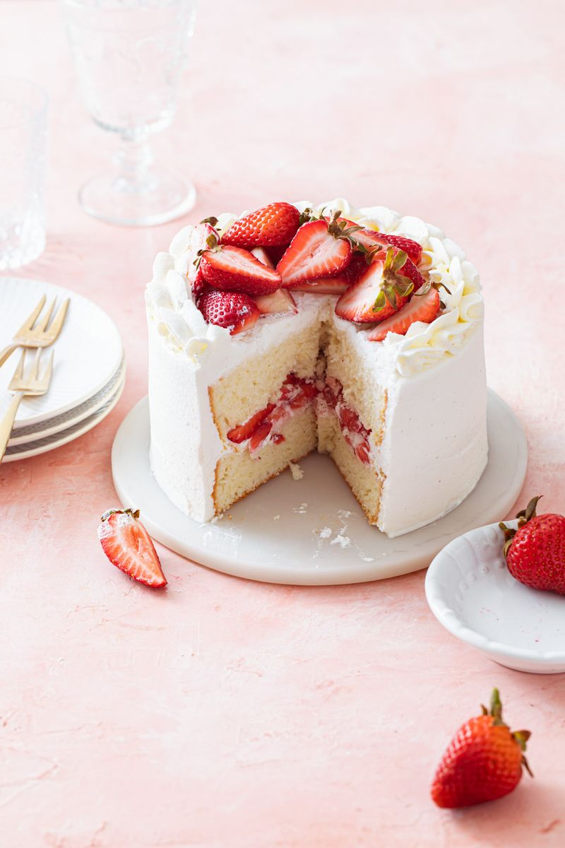 Vanilla Bean Chiffon Cake with Berries
