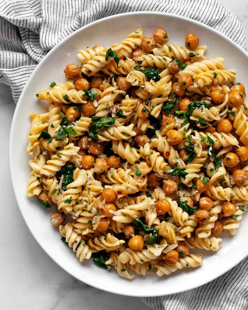 Herbed Chickpea Pasta with Olive Oil & Spinach