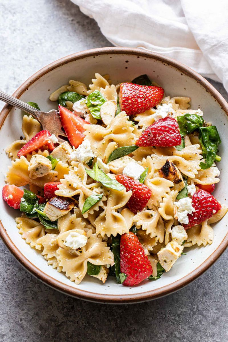 Spinach and Strawberry Pasta Salad
