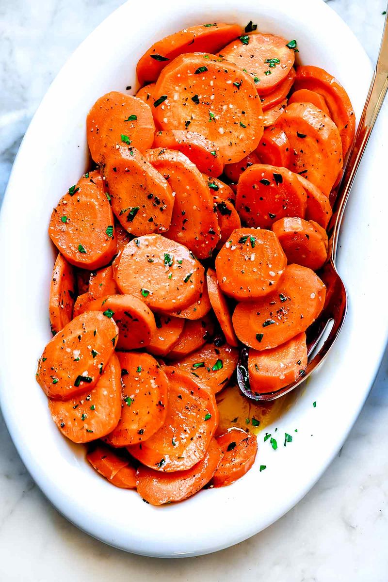 Boiled Carrot Coins with Brown Sugar Glaze