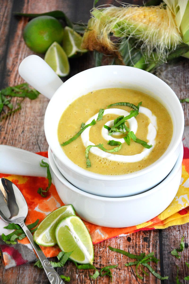 Summer Corn Soup with Basil
