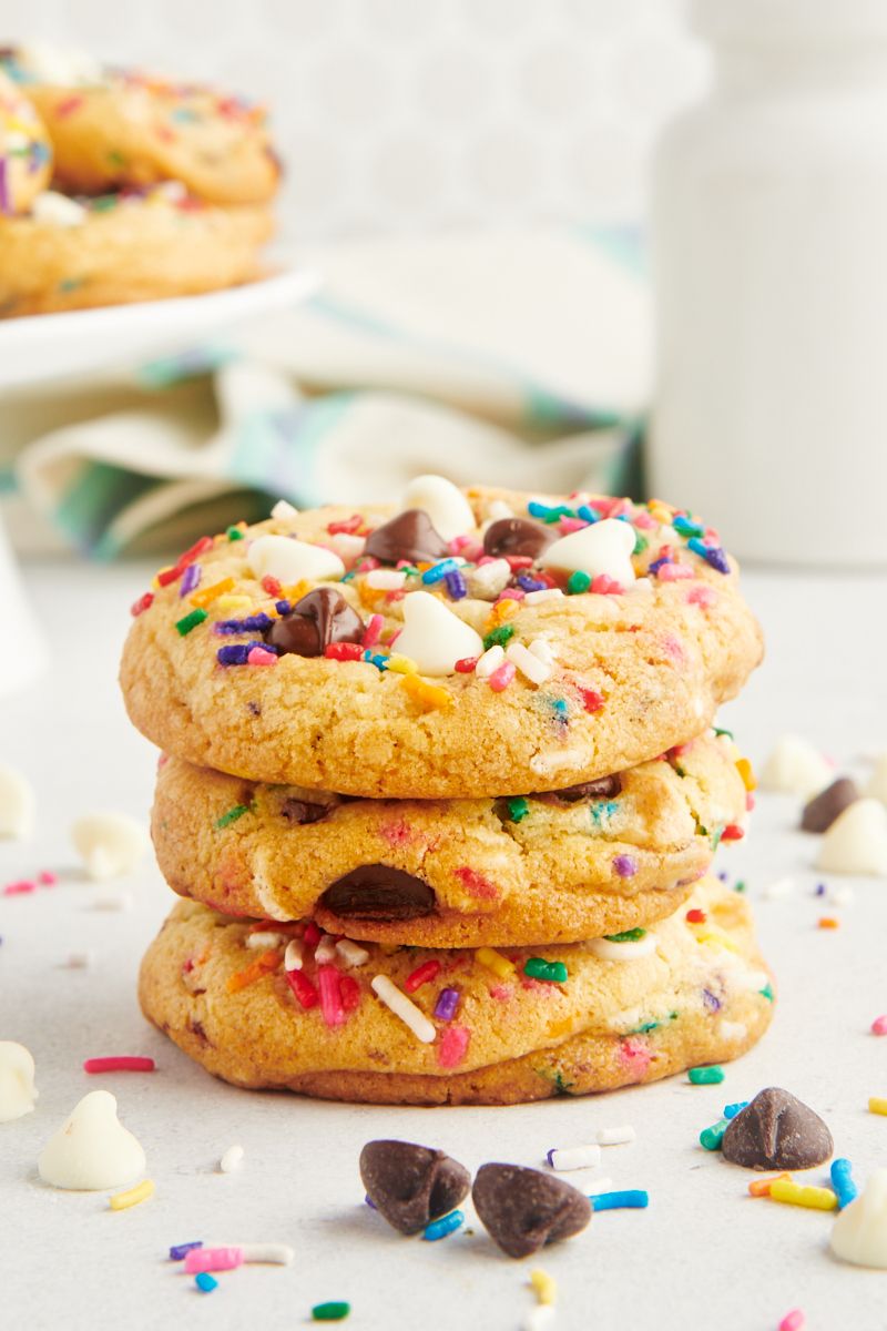 Rainbow Sprinkle Funfetti Chip Explosion Cookies