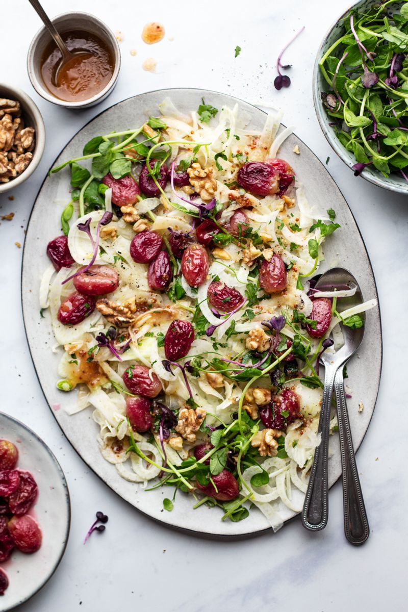 Shaved Fennel, Grape & Walnut Slaw