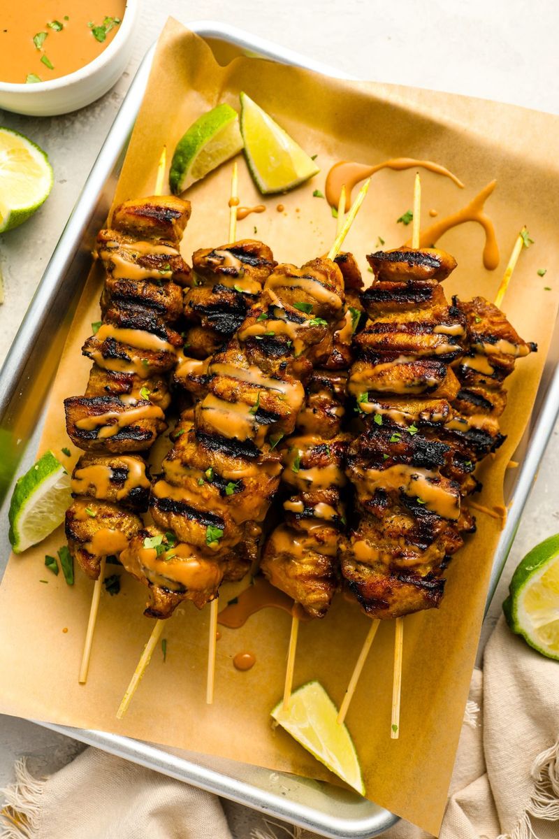 Thai Peanut Chicken Skewers