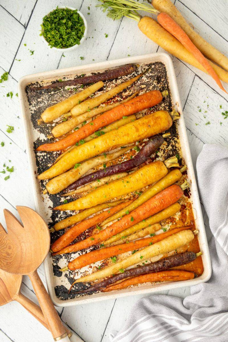 Roasted Rainbow Carrots with Thyme