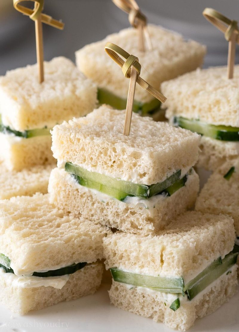 Mini Sandwiches on Dry White Bread
