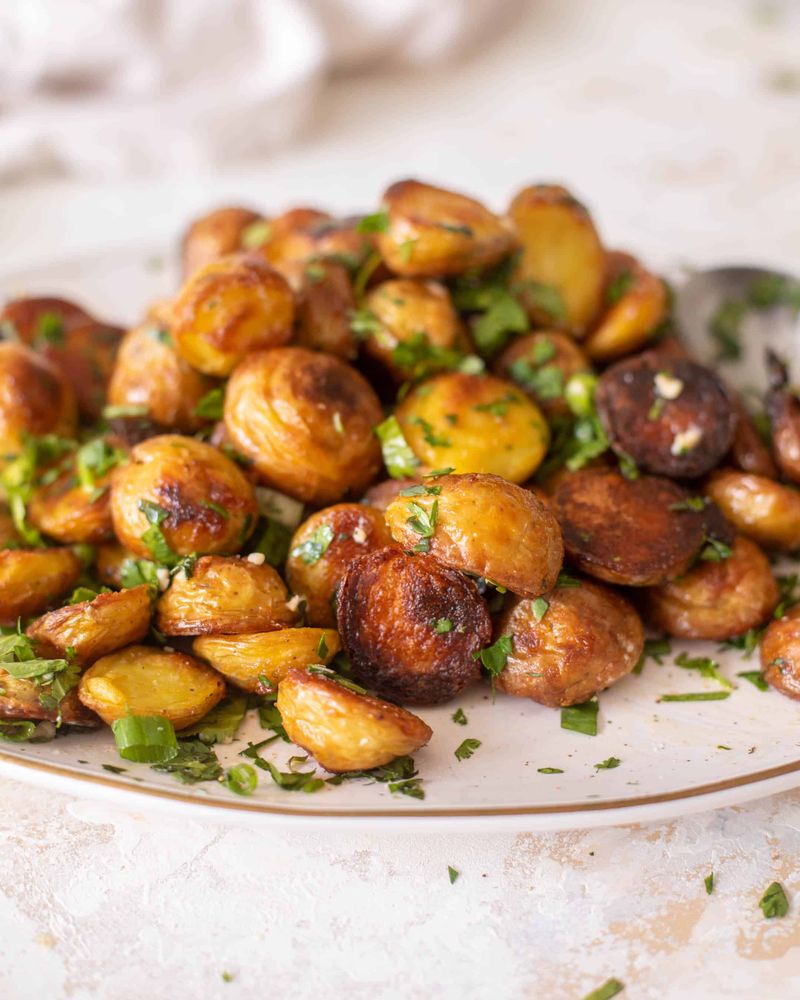 Crispy Baby Potatoes with Garlic & Herbs