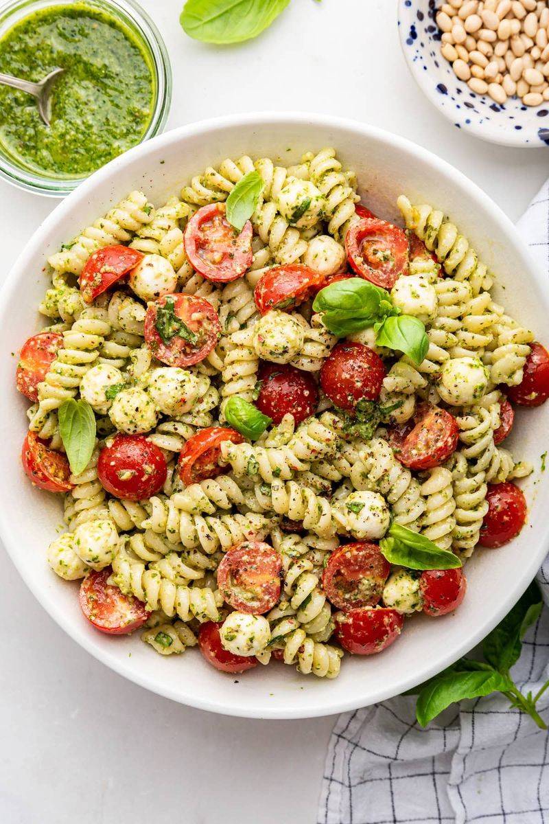 Pasta Salad with Pesto and Roasted Veggies