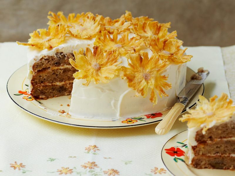 Hummingbird Cake with Pineapple Flowers