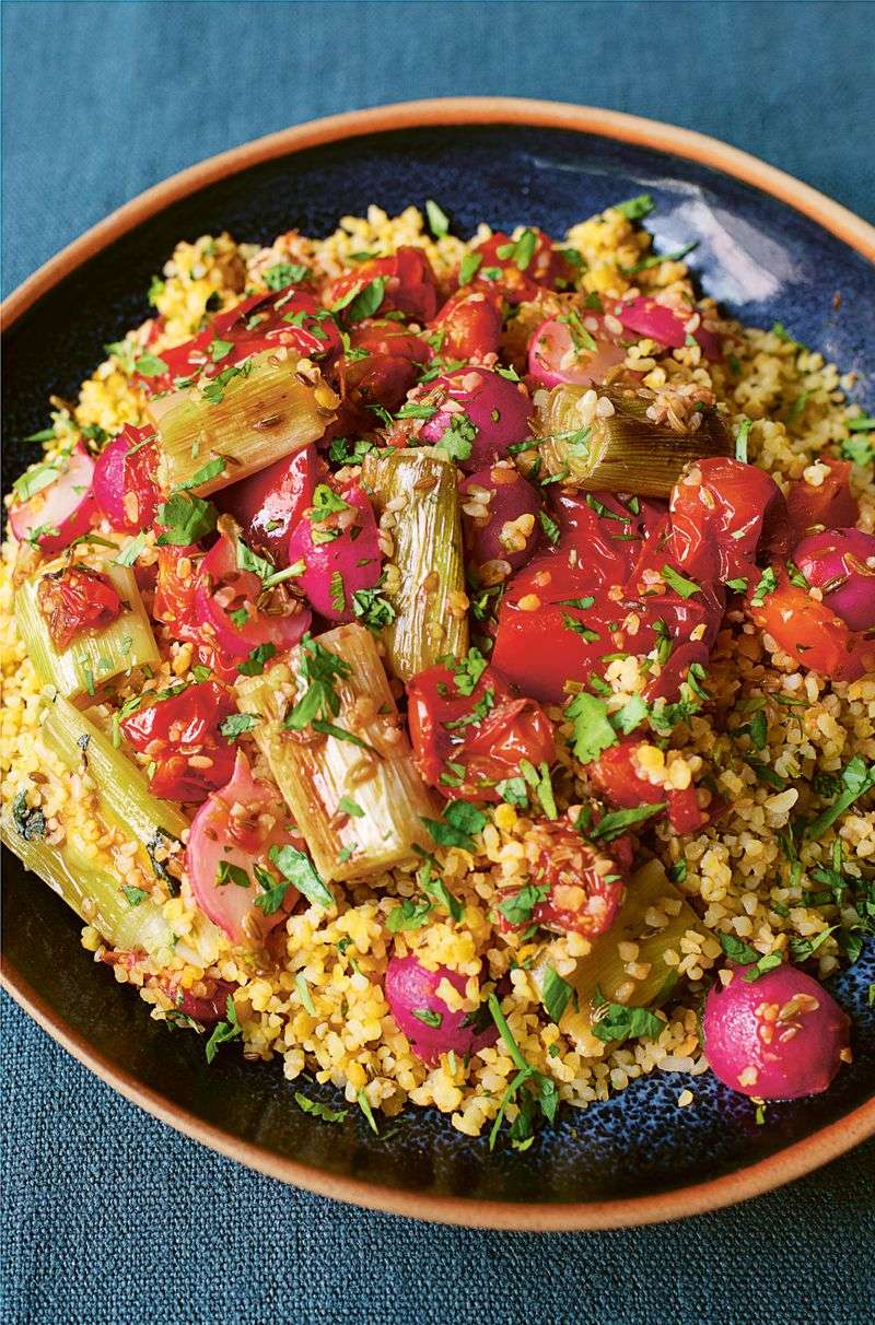 Bulgur Wheat Bowl with Roasted Veggies