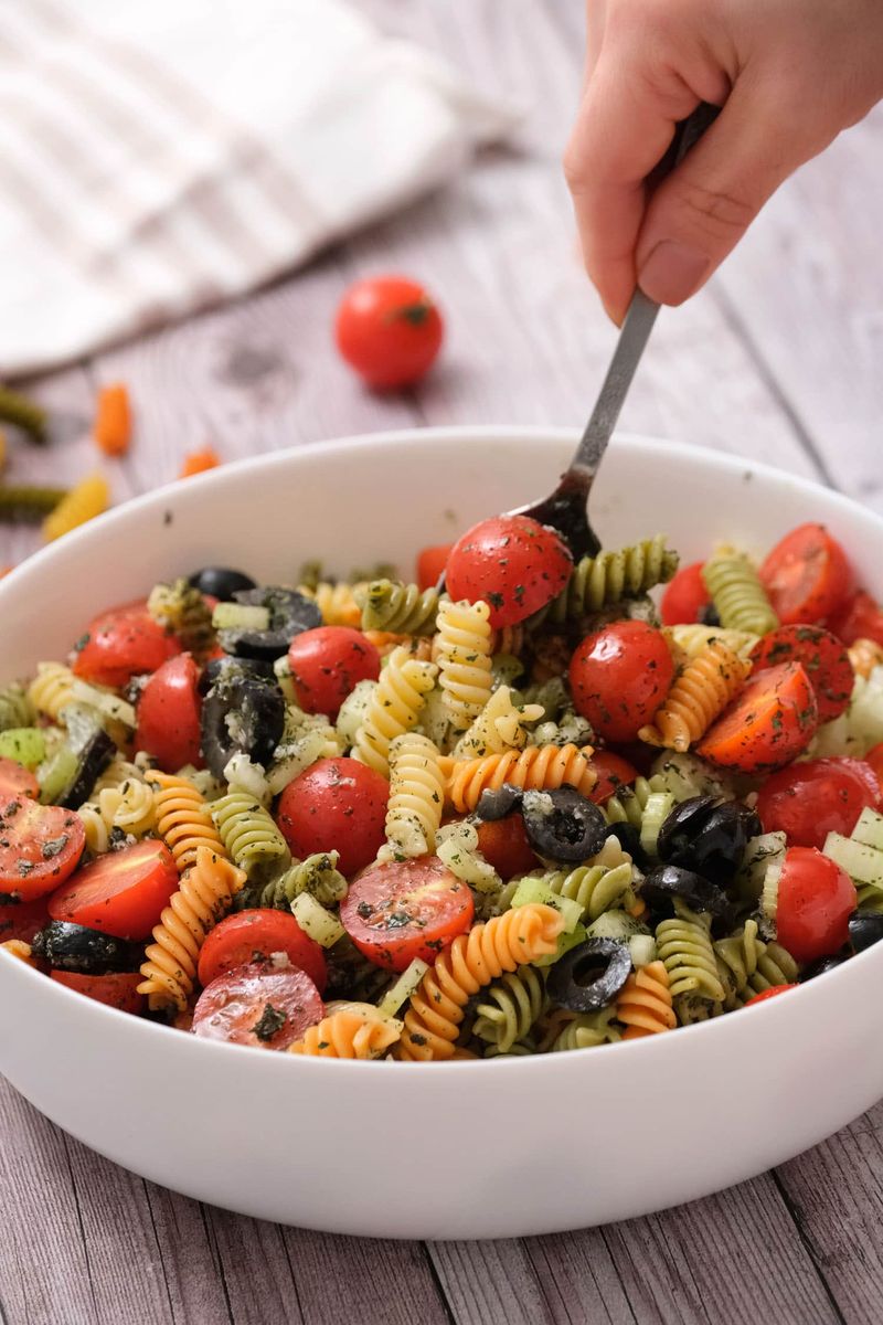 Tricolor Rotini with Bottled Italian Dressing