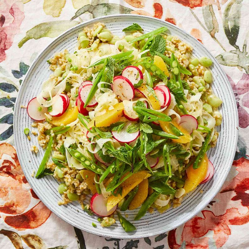 Freekeh Salad with Dill and Snap Peas