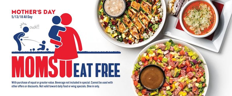 “Mother’s Eat Free” (With 3 Paid Entrees)