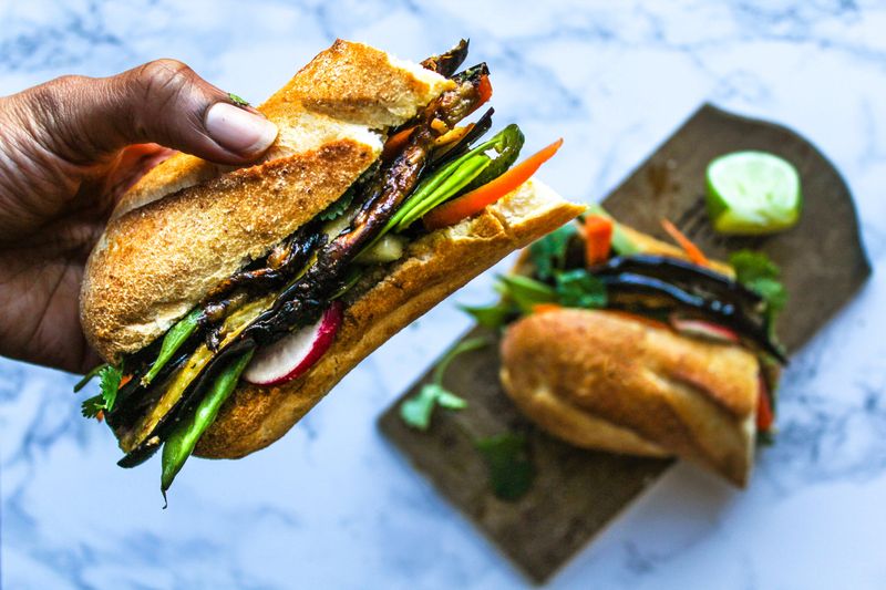 Grilled Miso Eggplant Banh Mi (Various Modern Banh Mi Shops)
