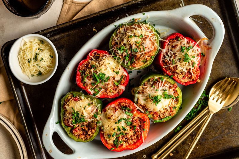 Turkey and Spinach Stuffed Peppers