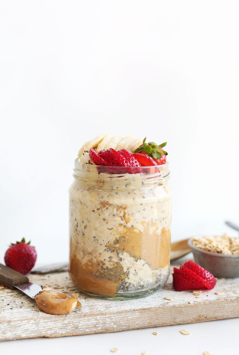 Overnight Oats with Nut Butter and Hemp Seeds