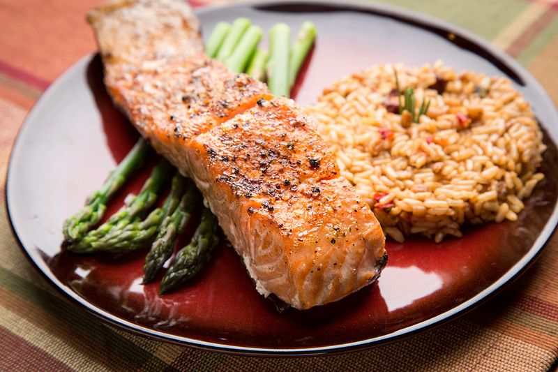 Salmon Fillet with Brown Rice & Asparagus