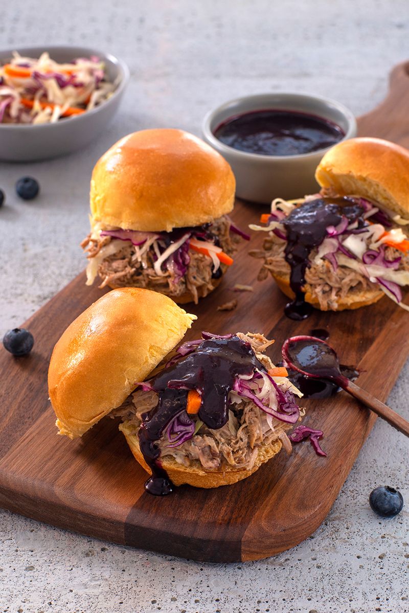 Blueberry BBQ Pulled Pork Sliders
