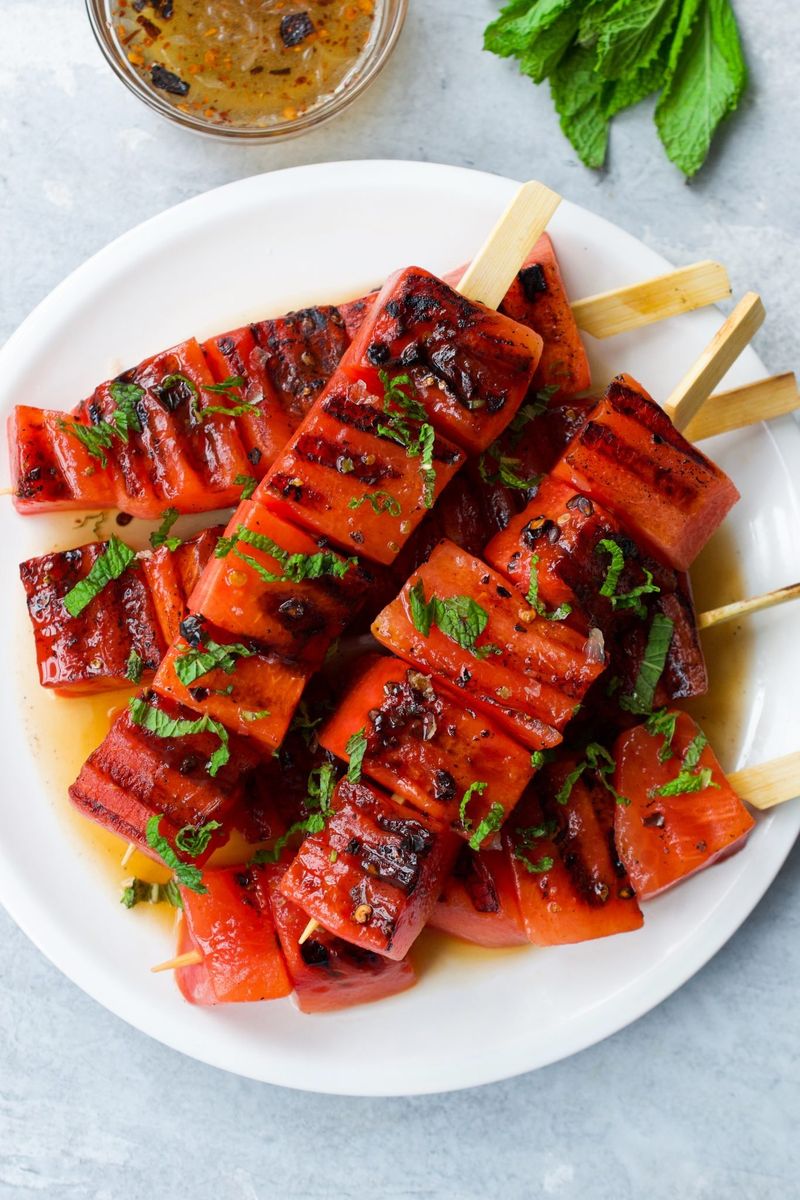 Charred Watermelon with Sea Salt and Mint