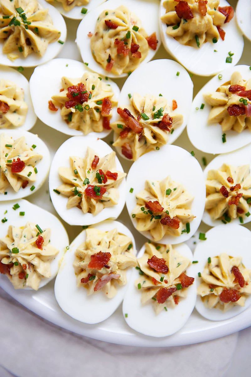 Deviled Eggs with Bacon and Chives