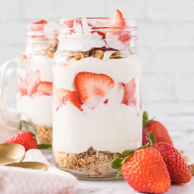 Strawberry Yogurt Parfaits with Granola Dust