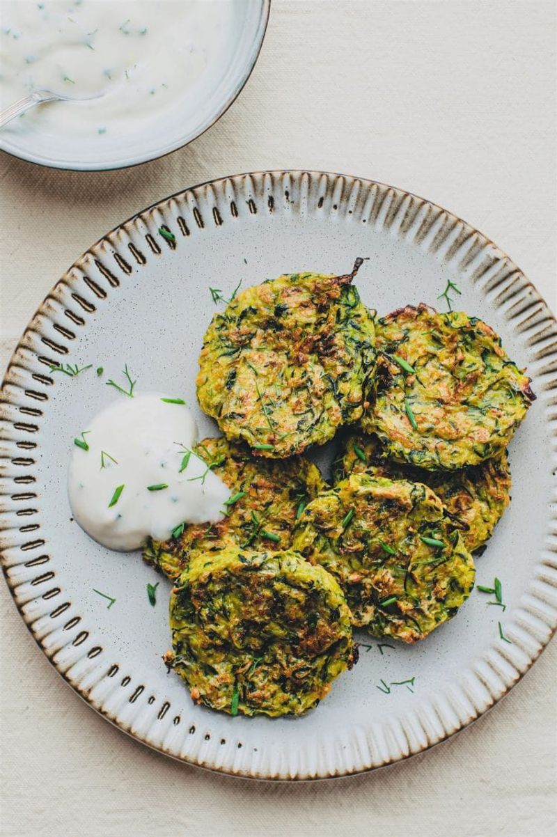 Zucchini Fritters with Herb Yogurt Dip