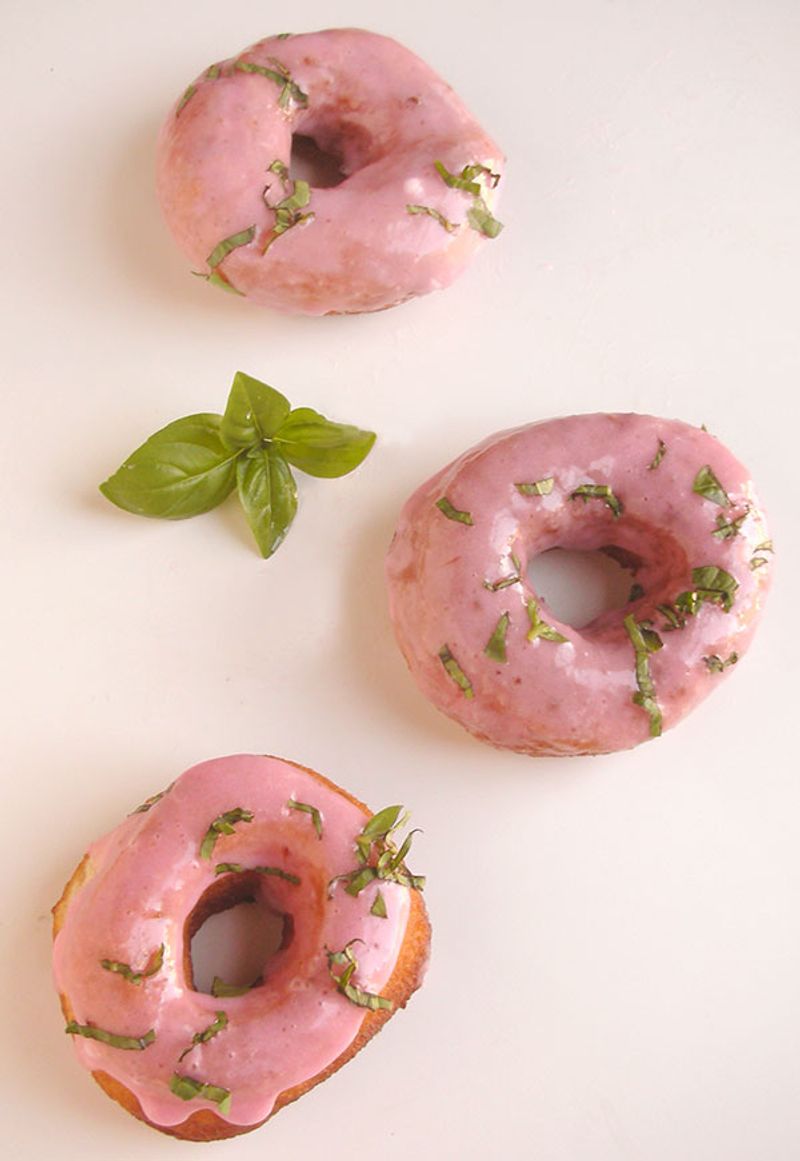 Strawberry Basil Donuts