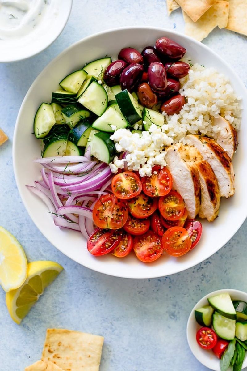 Chicken & Couscous Bowls with Feta and Cucumber