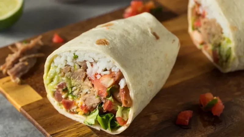 Overstuffed Burritos with Plain White Rice and Iceberg Lettuce