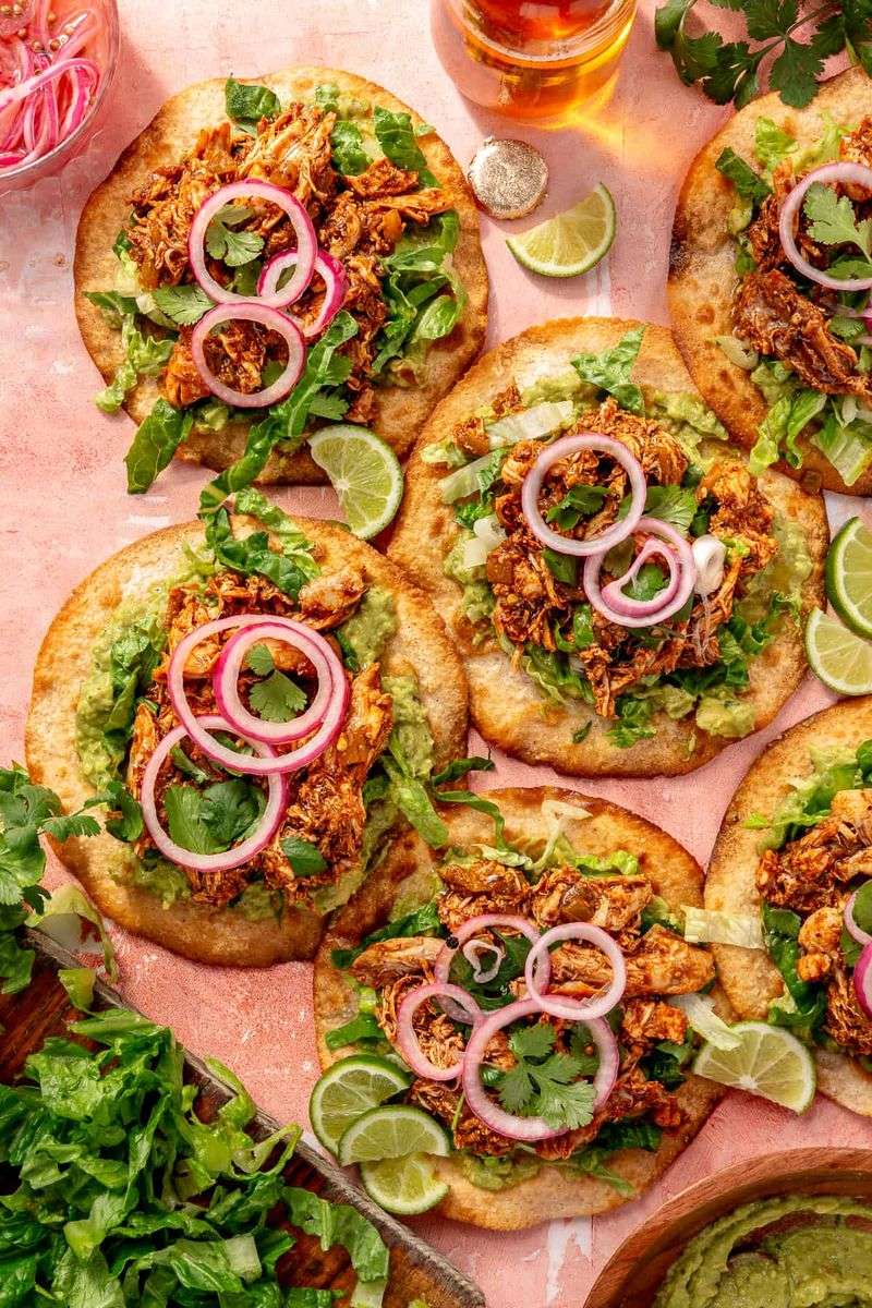 Tostadas with Guac and Rotisserie Chicken