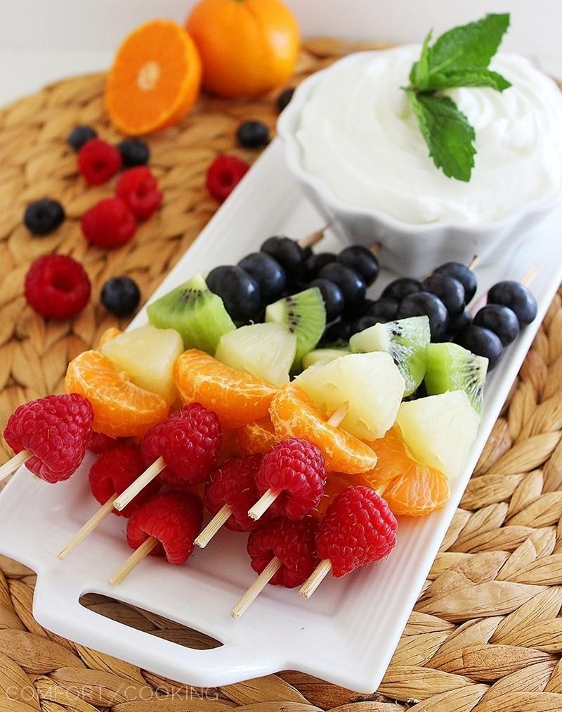 Fruit Skewers with Honey-Yogurt Dip