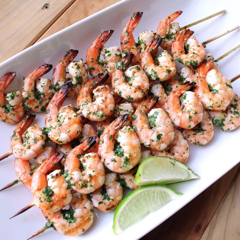 Grilled Shrimp Skewers with Garlic-Lime Butter