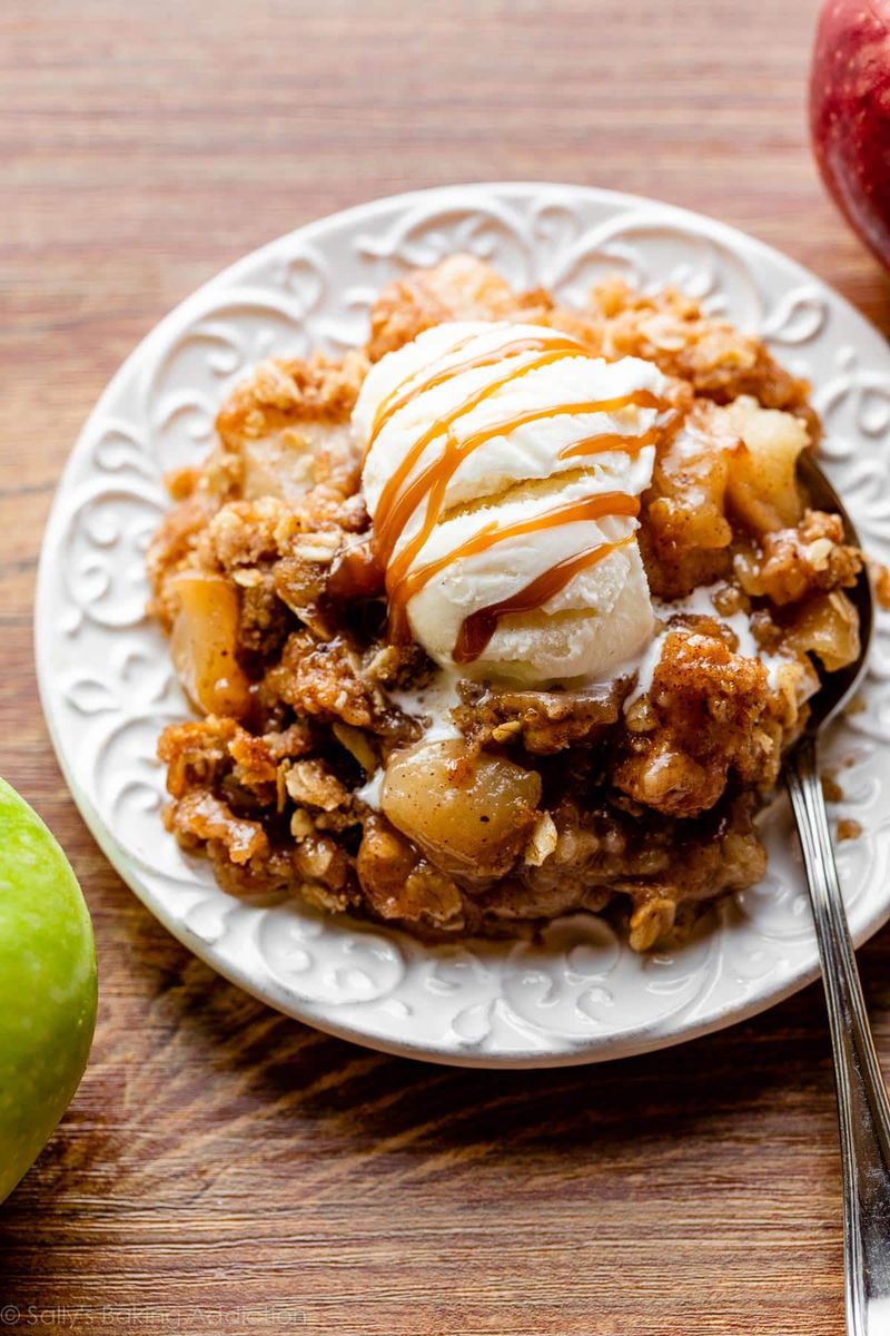 Warm Apple Crisp with Vanilla Ice Cream