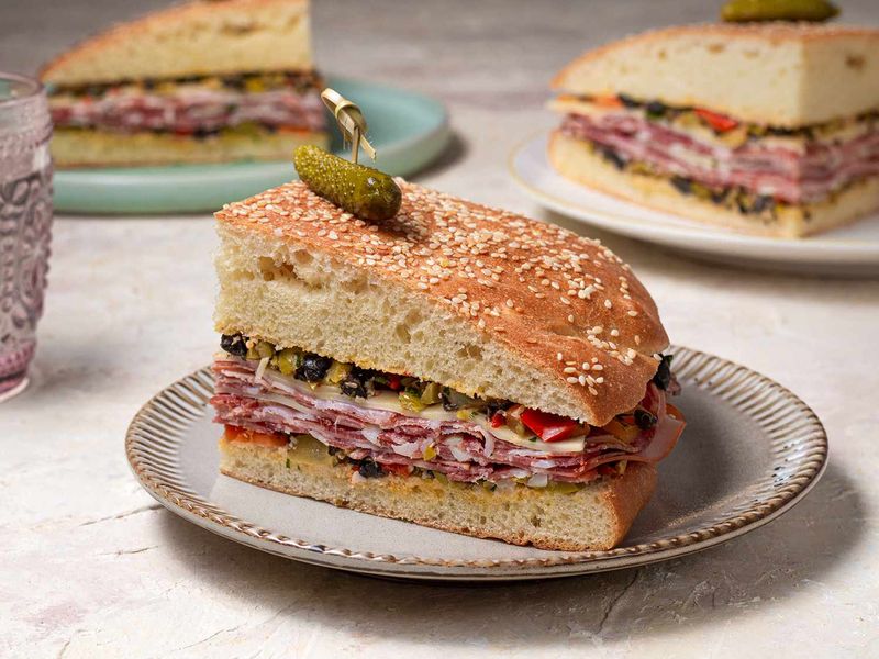 Louisiana – Muffuletta Breakfast Sandwich with Egg and Olive Salad