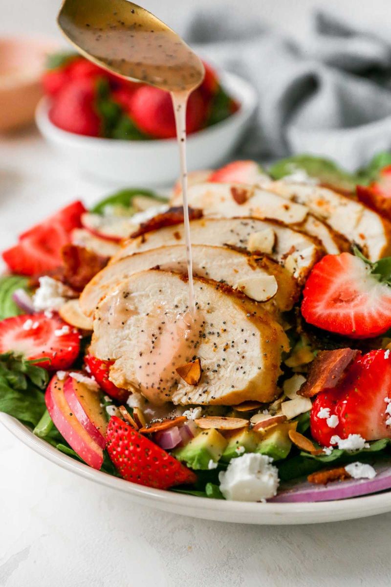 Rotisserie Chicken & Spinach Salad with Poppyseed Dressing