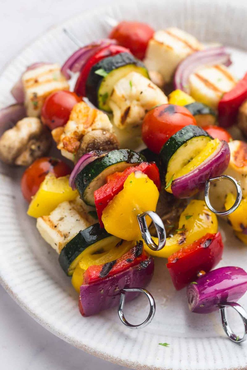 Spicy Halloumi & Veggie Kabobs