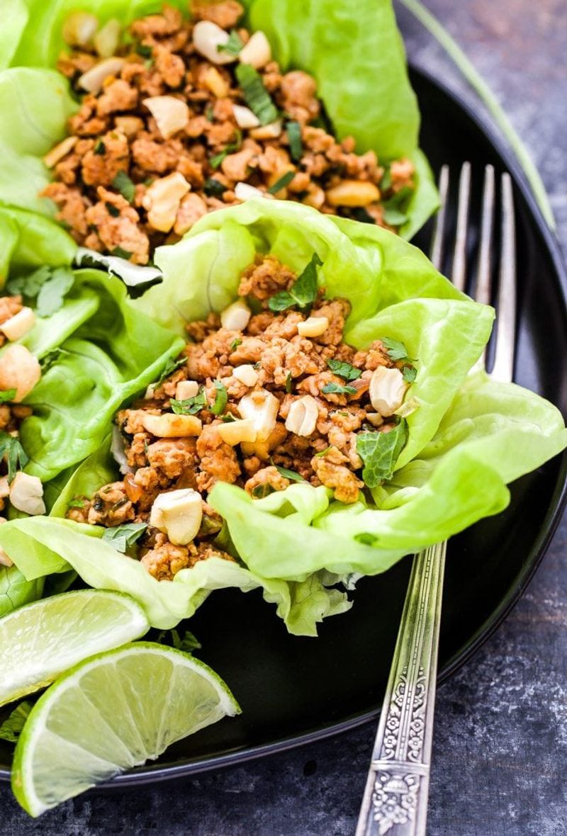 Chicken Lettuce Wraps with Mint & Lime