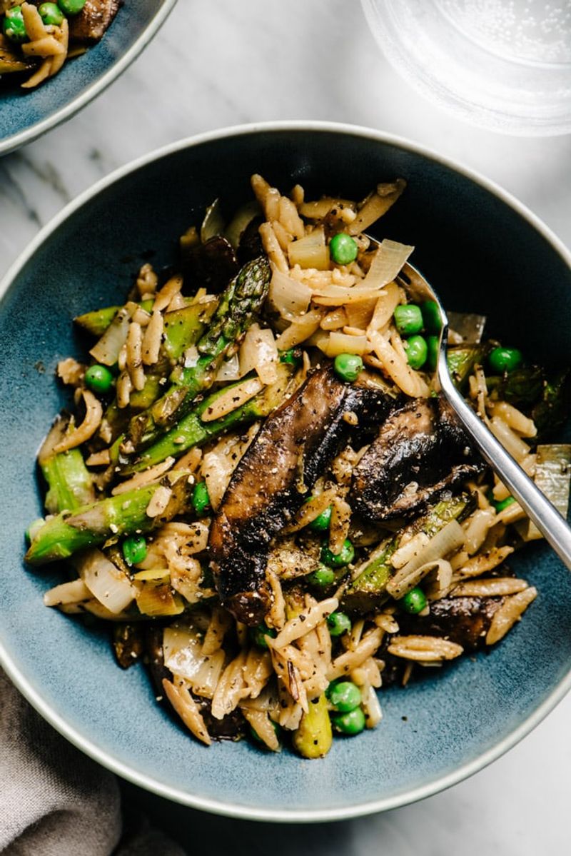 Asparagus and Mushroom Orzo