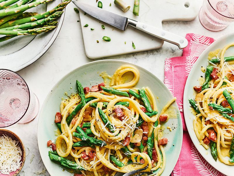 Asparagus and Leek Carbonara