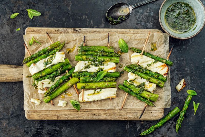Asparagus and Halloumi Skewers