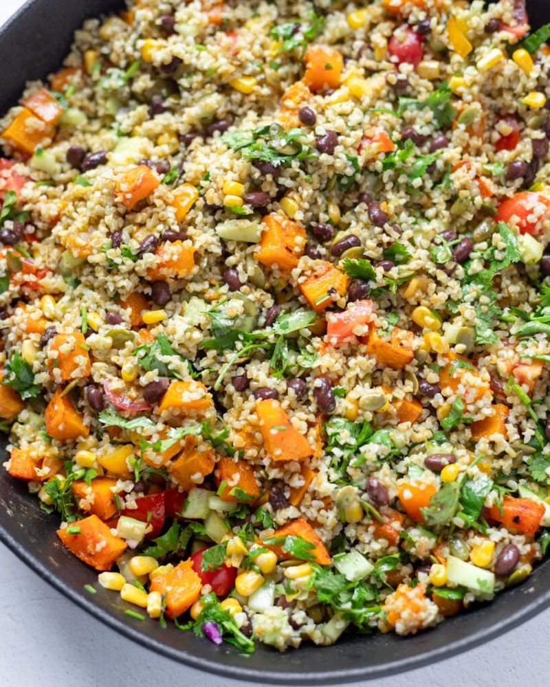 Black Bean and Bulgur Southwest Salad