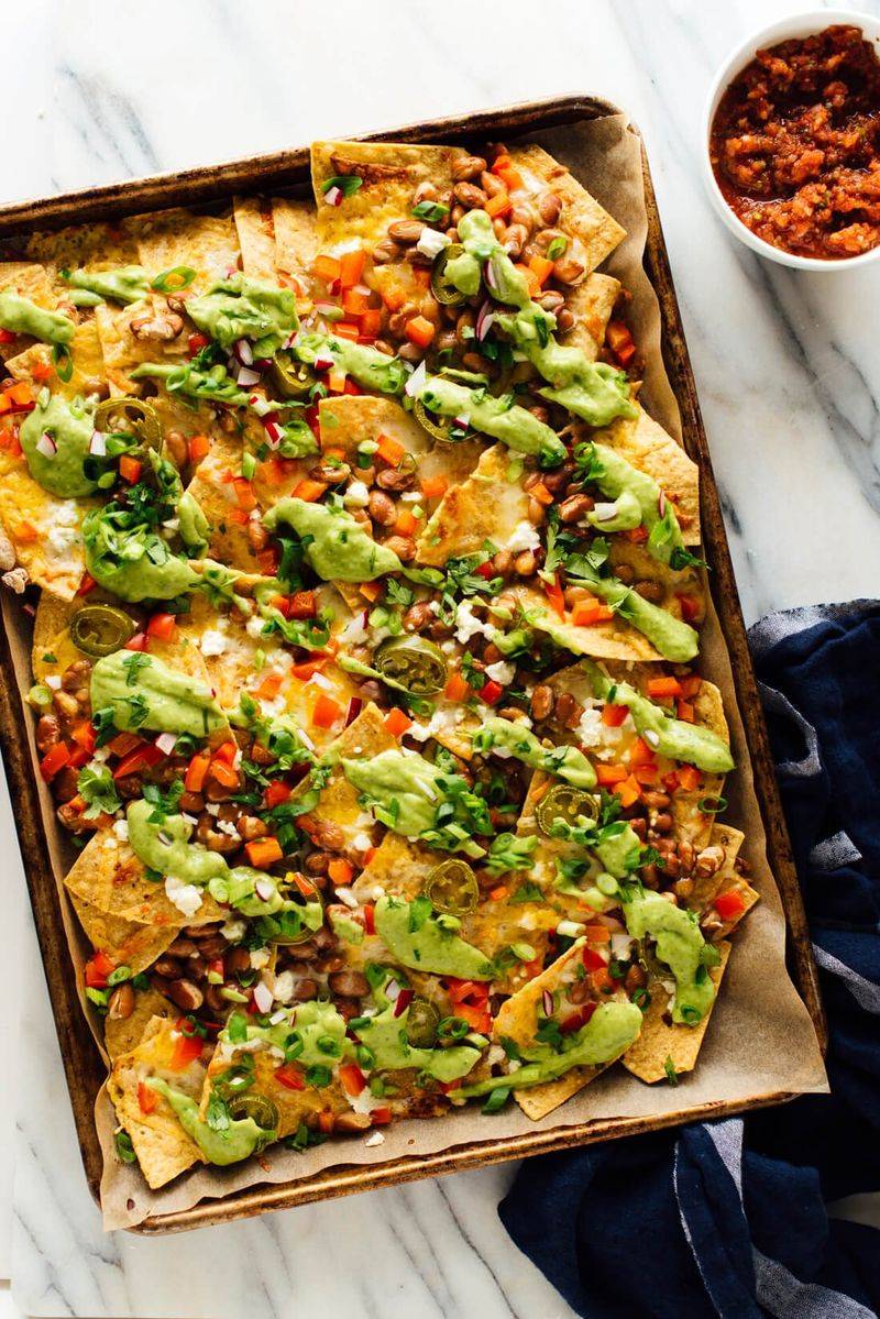 Homemade Nachos with Beans and Avocado