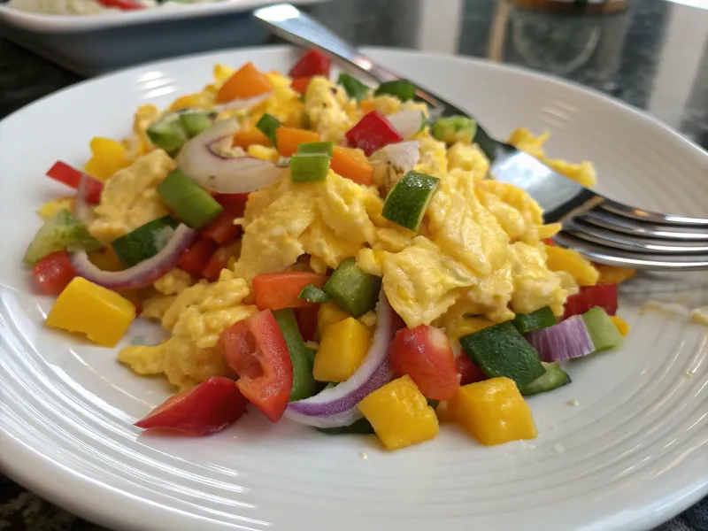 Fluffy Scrambled Eggs with Vegetables