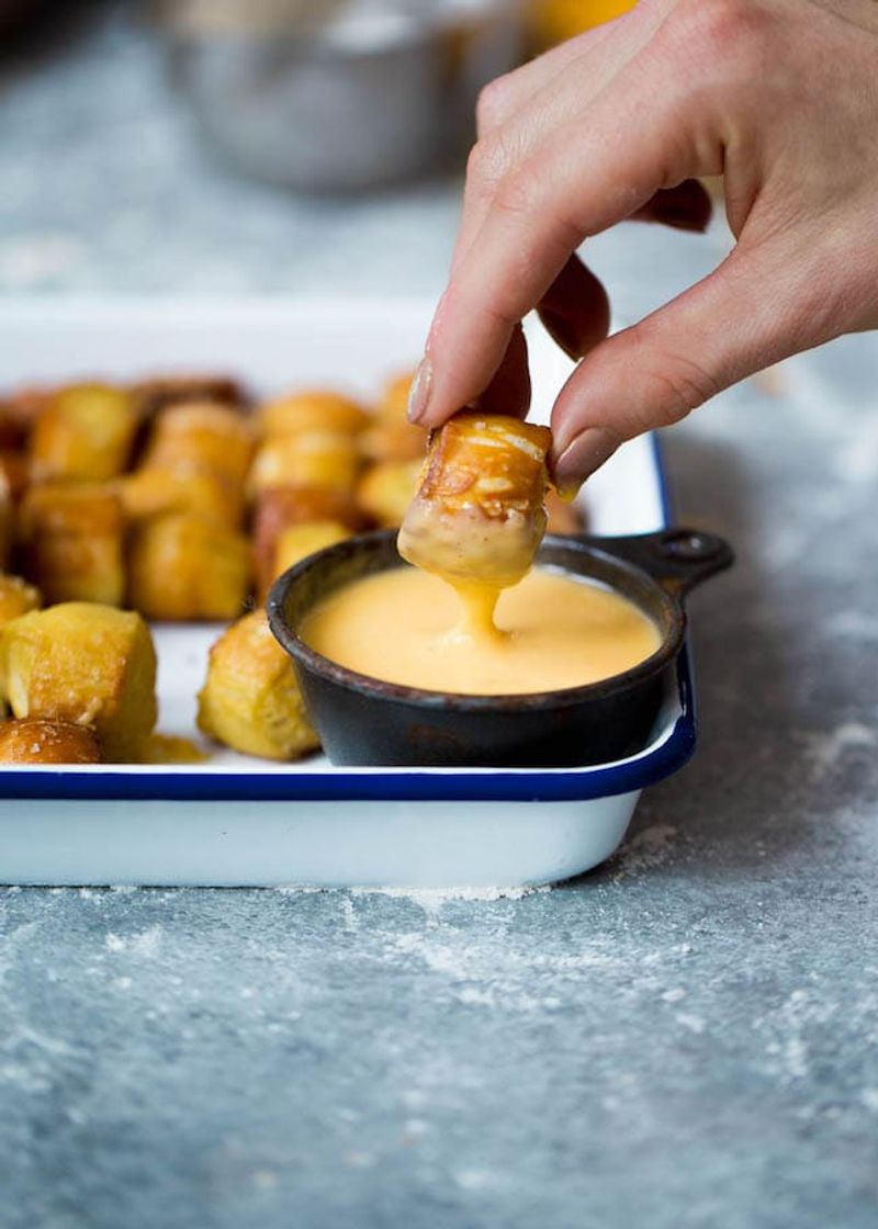 Pretzel Bites with Cheese Sauce
