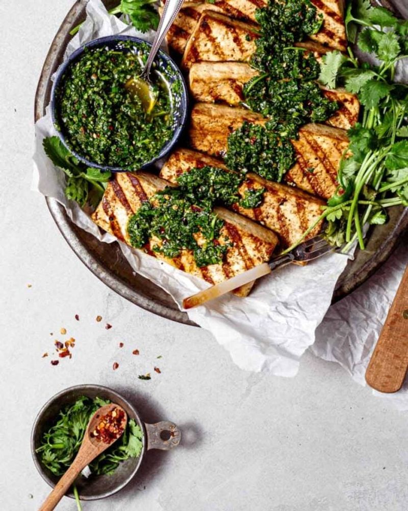 Grilled Tofu Steaks with Chimichurri