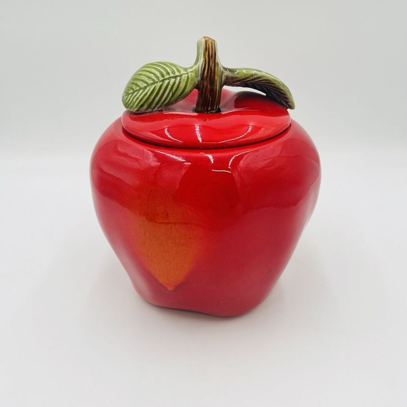Red Apple with Green Leaf